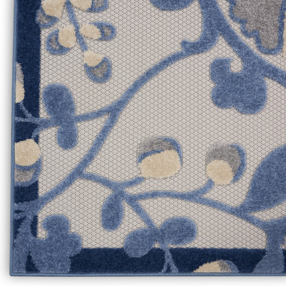 8 x 11 Blue and Gray Indoor Outdoor Area Rug