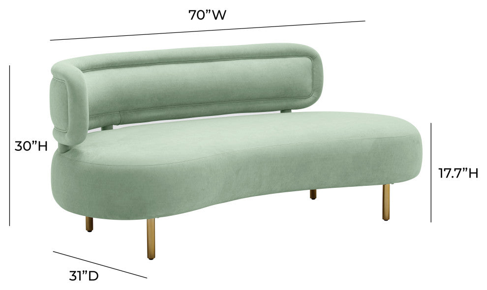Tischa Velvet Sofa, Mint Green
