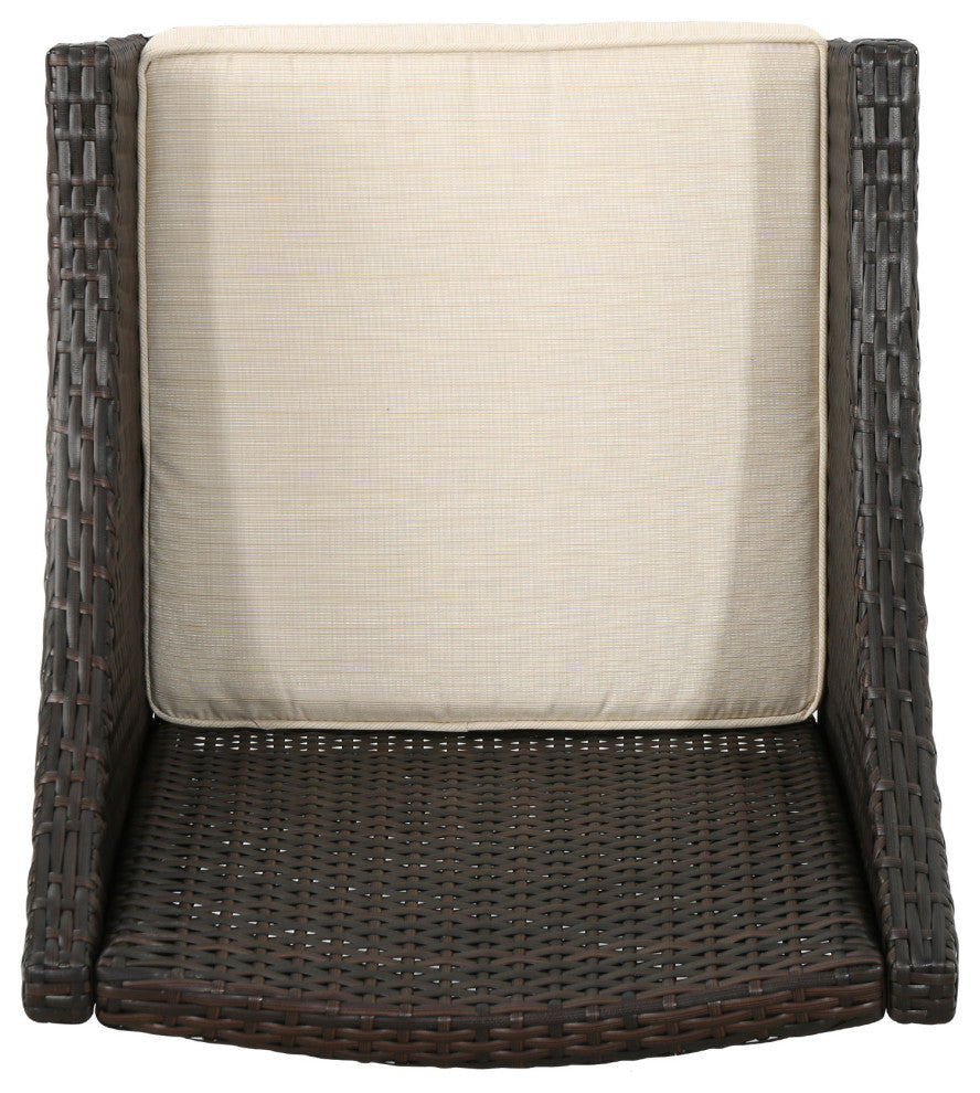 GDF Studio Antioch Outdoor Wicker Dining Chairs, Set of 2, Multi-Brown/Beige