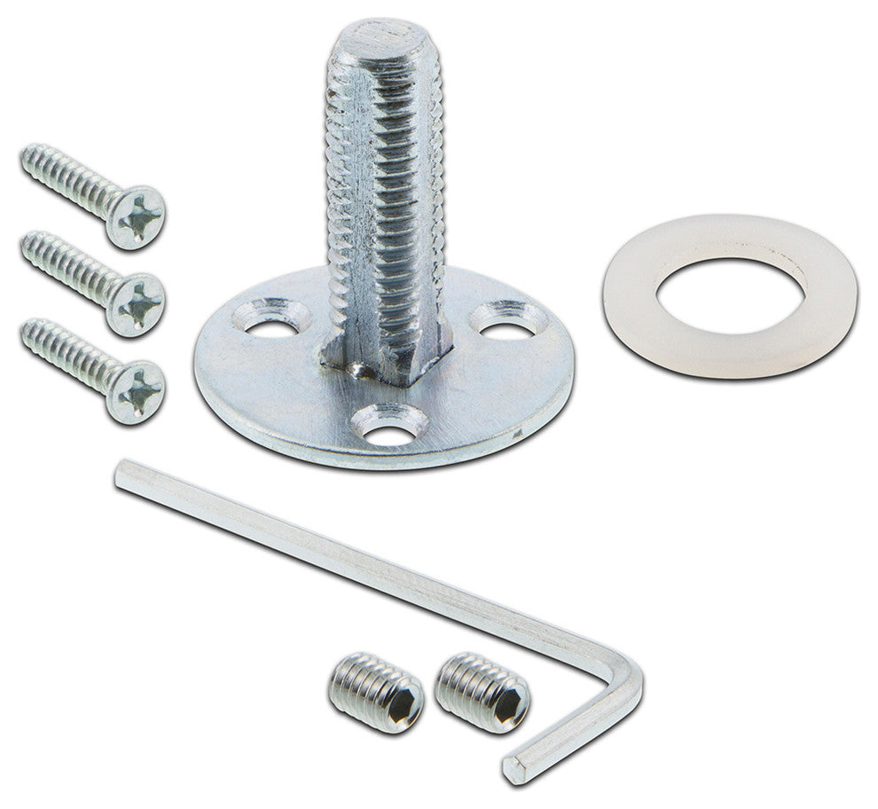 Single Studio Plate With Black Porcelain Knob, Bright Chrome