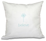 26"x26" Make A Wish, Word Print Pillow, Aqua