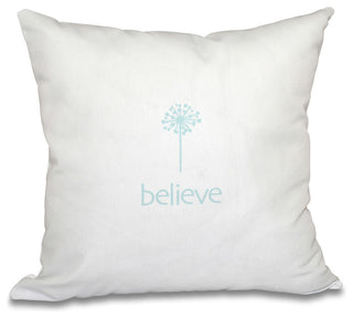 26"x26" Make A Wish, Word Print Pillow, Aqua