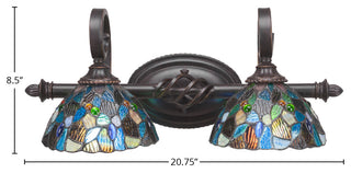 Elegante 2-Light Bath Bar, Blue Mosaic Art
