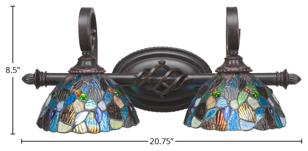 Elegante 2-Light Bath Bar, Blue Mosaic Art