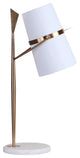 White Marble Base With Gold Frame and White Fabric Shade Table Lamp