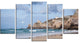 "Coastline With Lighthouse" Panorama Seashore Wall Art, 60"x32", 5-Panels
