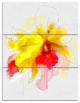 Yellow Iris Flower with Red Splashes, Floral Canvas Art Print, 28x36, 3 Panels
