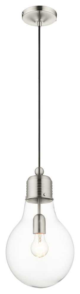 Livex Lighting Hand Blown Art Glass 1 Light Brushed Nickel Mini Pendant