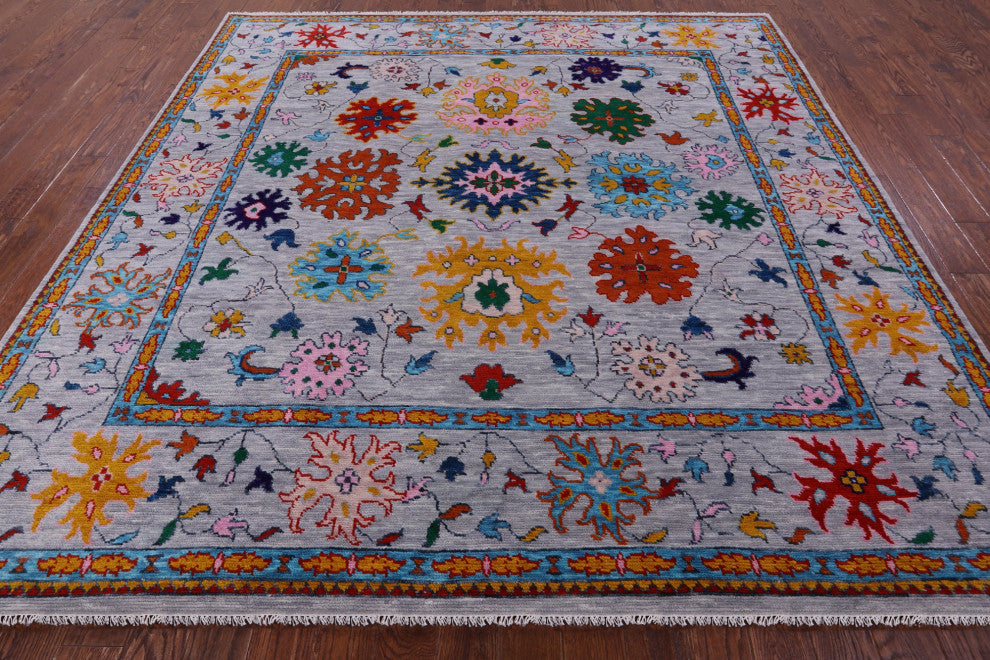 9' Square Turkish Oushak Hand Knotted Wool Rug - Q13427