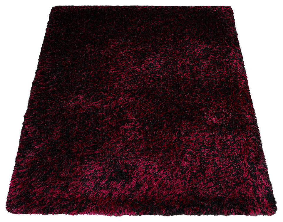 HAND TUFTED SHAG POLYESTER ECO-FRIENDLY AREA RUGS, Violet Black Color, Solid