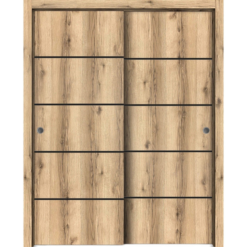 Bypass Doors 60 x 80 | Planum 0015 Oak with  | Sturdy Rails
