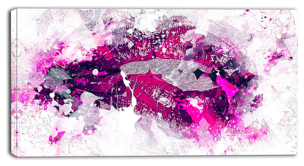 "Pink and Purple Lips" Canvas Painting
