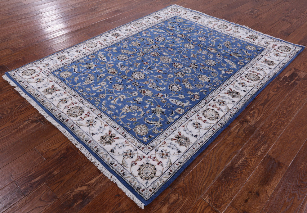 Persian Nain Wool & Silk Handmade Rug 5' 4" X 7' 0" - Q13136