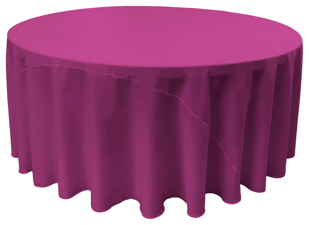 LA Linen Round Polyester Poplin, Magenta, 132" Round