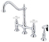 Kingston Brass Bridge Kitchen Faucet With Brass Sprayer, Polished Chrome