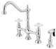 Kingston Brass Bridge Kitchen Faucet With Brass Sprayer, Polished Chrome