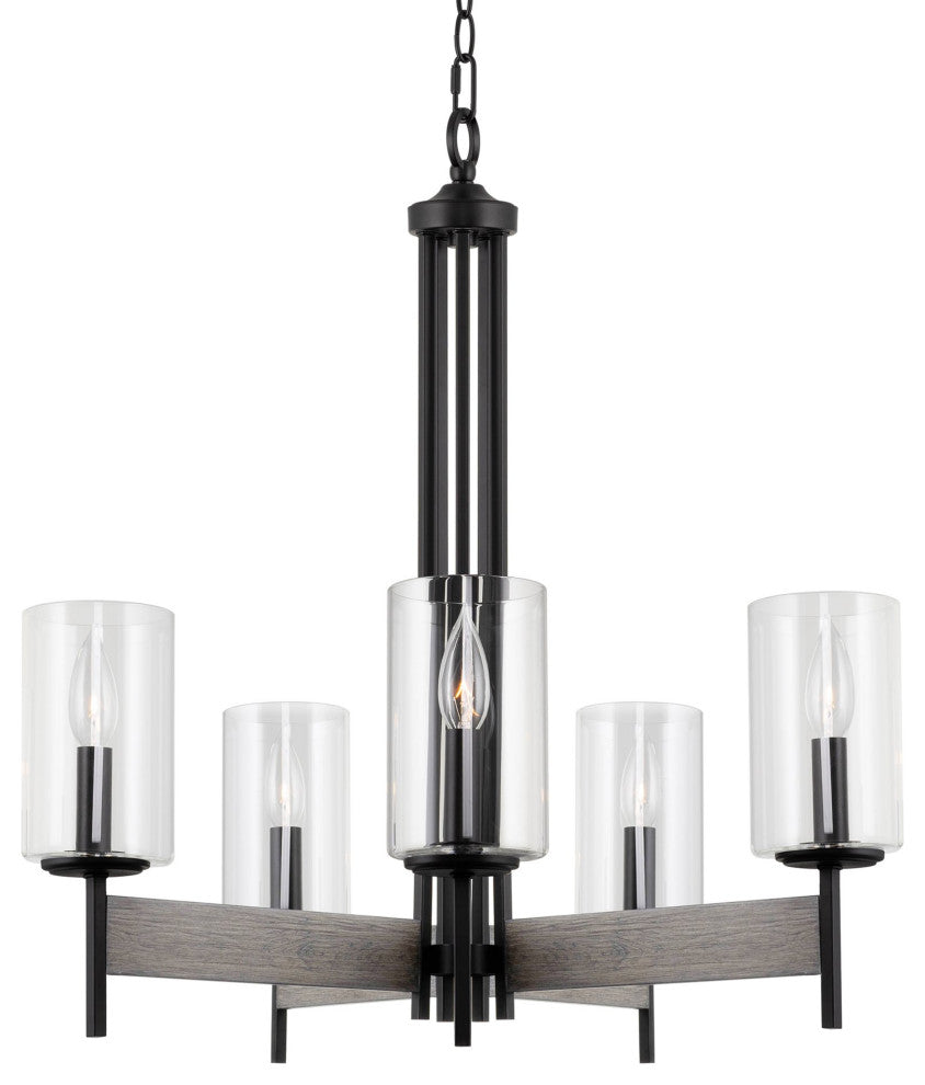 Kira Home Winston 26" Farmhouse Dining Room Chandelier, Cylinder Glass Shades