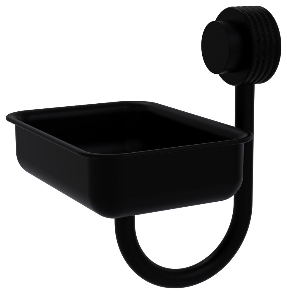 Venus Wall Mount Soap Dish With Groovy Accents, Matte Black