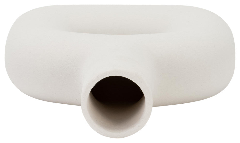 Dol, 8" Open Cut Vase, White