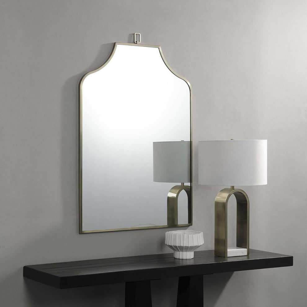 Calliope Wall Mirror, Clear and Antique Brushed Brass