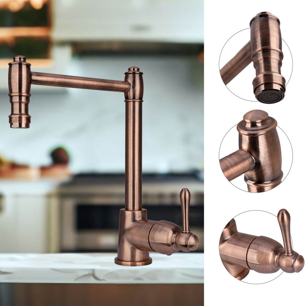 One-Handle Widespread Kitchen Bar/Prep Faucet, Antique Copper