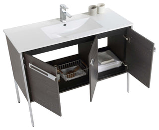 Oakville Bath Vanity, Ceramic Sink, Black Coal Oak, 42 Inch, Chrome Hardware