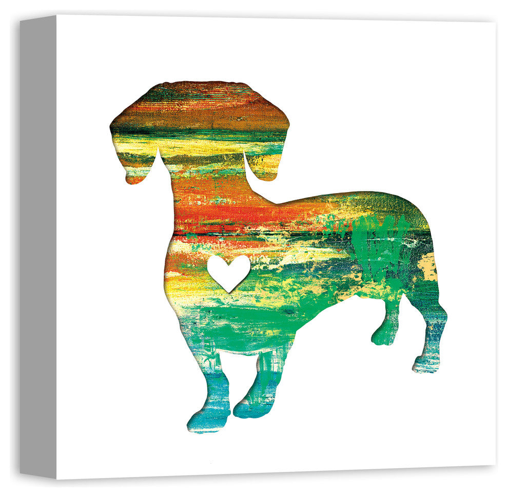 Designs Direct Creative Group Paint Silhouette Dachshund 16x16 Canvas Wall Art