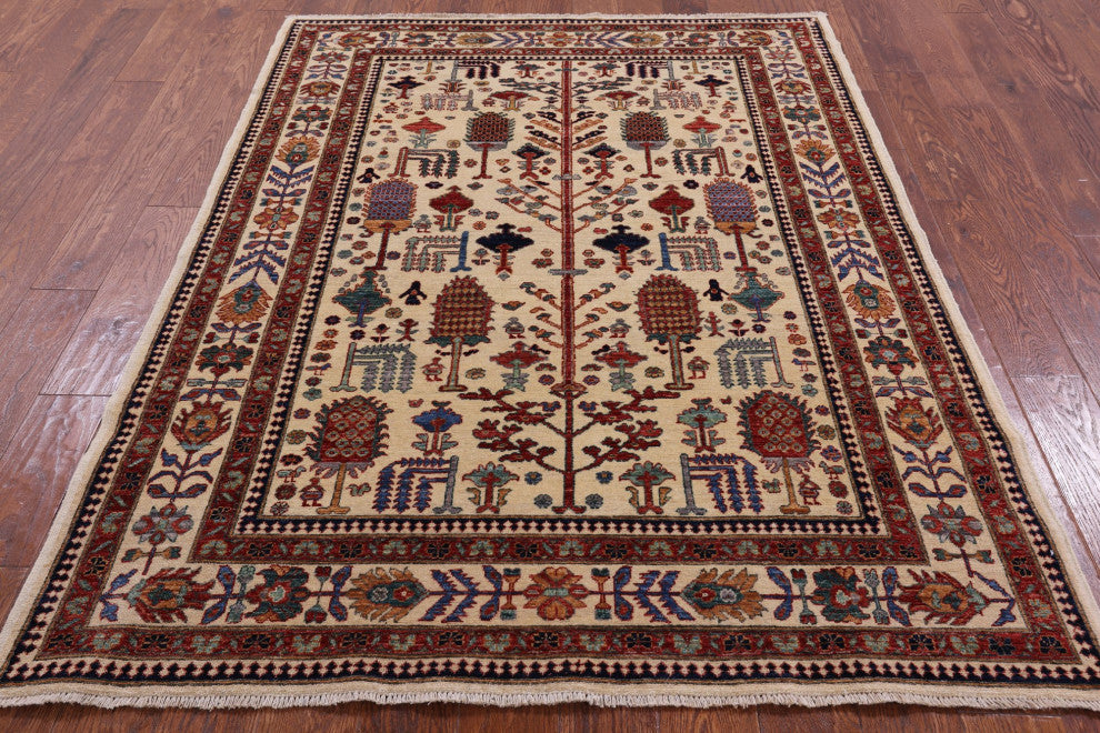 4' 11" X 6' 8" Hand-Knotted Tribal Persian Gabbeh Rug Q5150