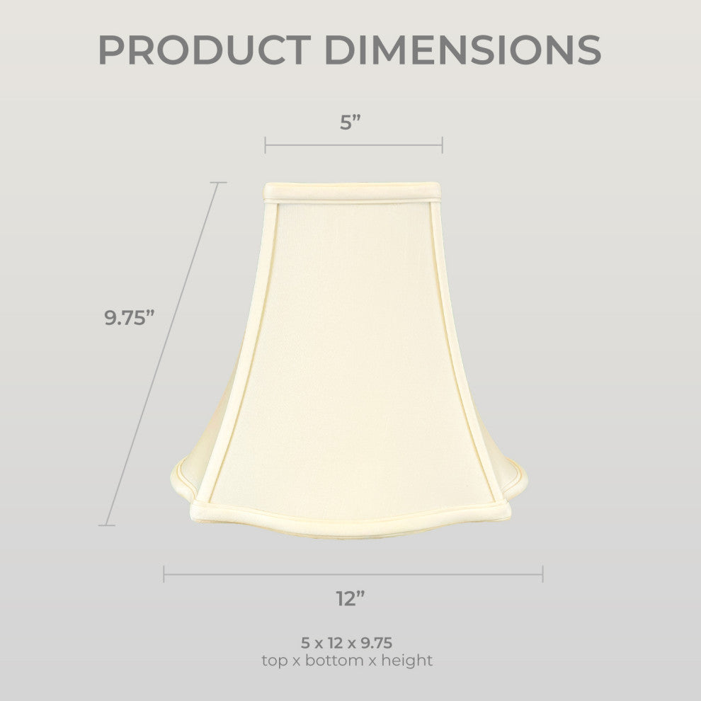 Royal Designs Fancy Square Bell Basic Lamp Shade, Eggshell, 5x12x9.75, Set of 2