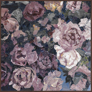 "Taupe Floral" Floater Framed Painting Print on Canvas, 24"x24"