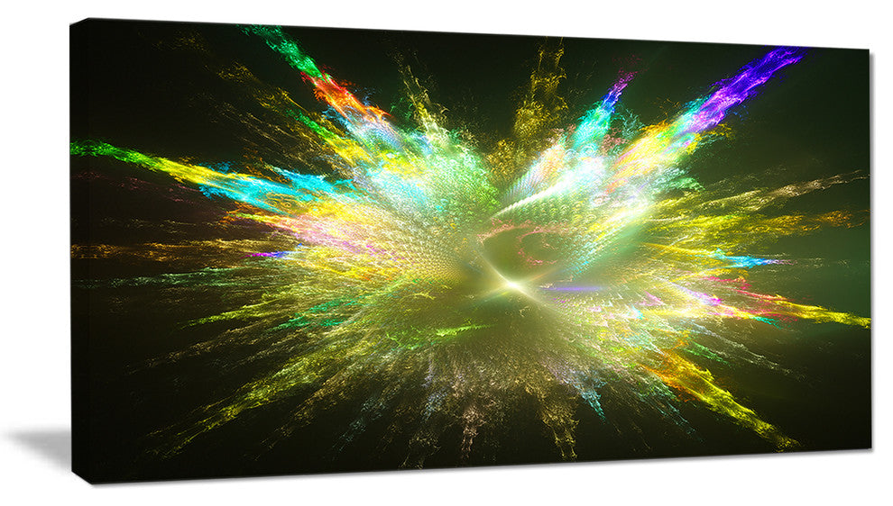 Fractal Explosion of Paint Drops, Abstract Canvas Art Print, 32x16