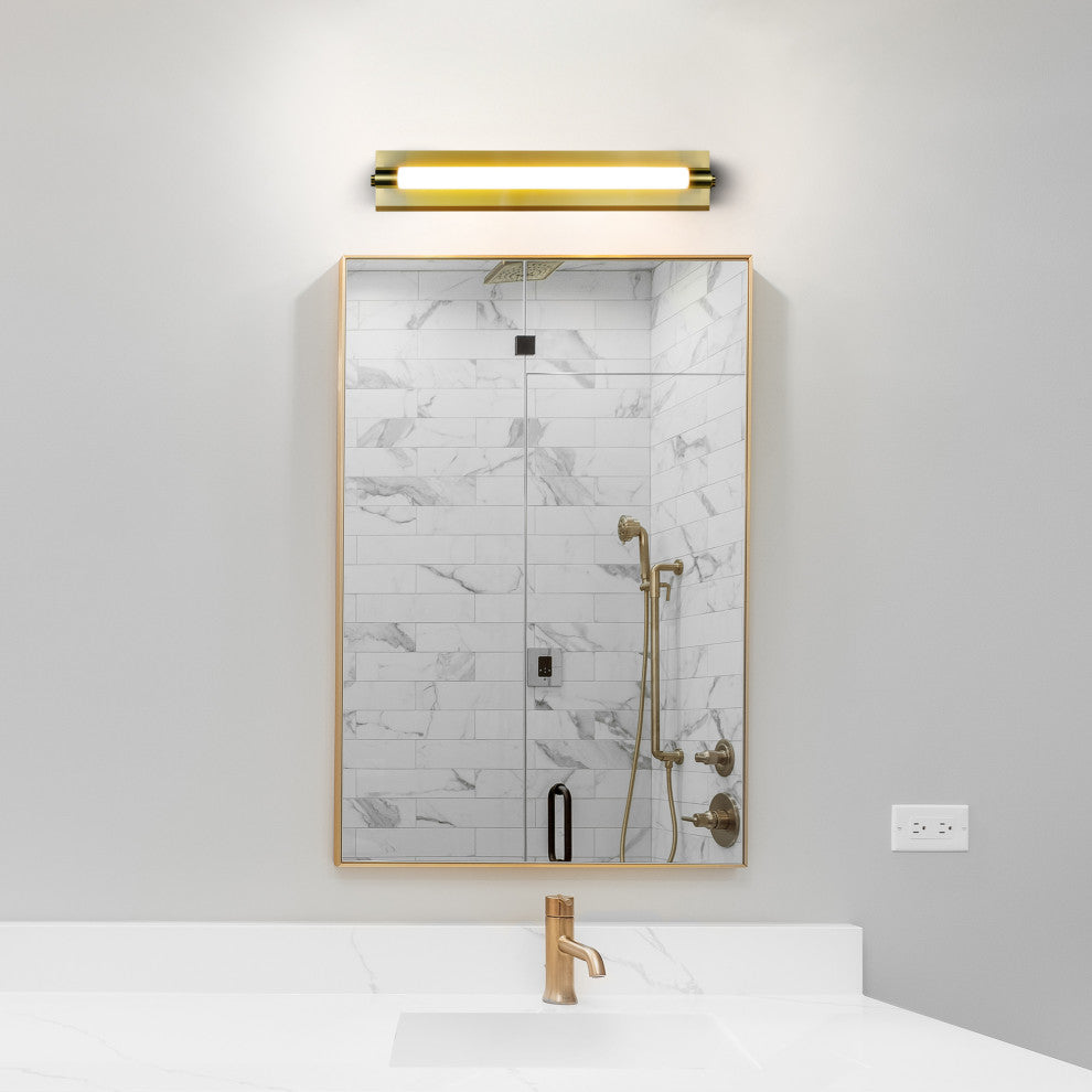 Procyon 24" ETL Certified Integrated LED Bathroom Light Fixture, Antique Brass