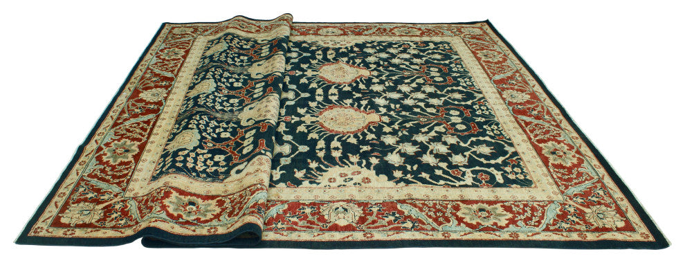 Fine Chobi Dubraska Navy/Red-Rust Rug, 8'10x11'10