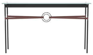Equus Console Table, Black Finish - Black Accents - British Brown Leather Strap