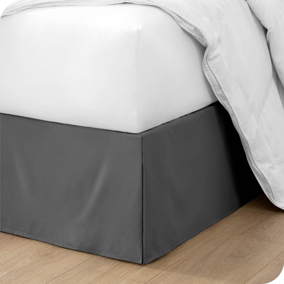 Bare Home Microfiber Bed Skirt , 15" Drop Length, Gray, King