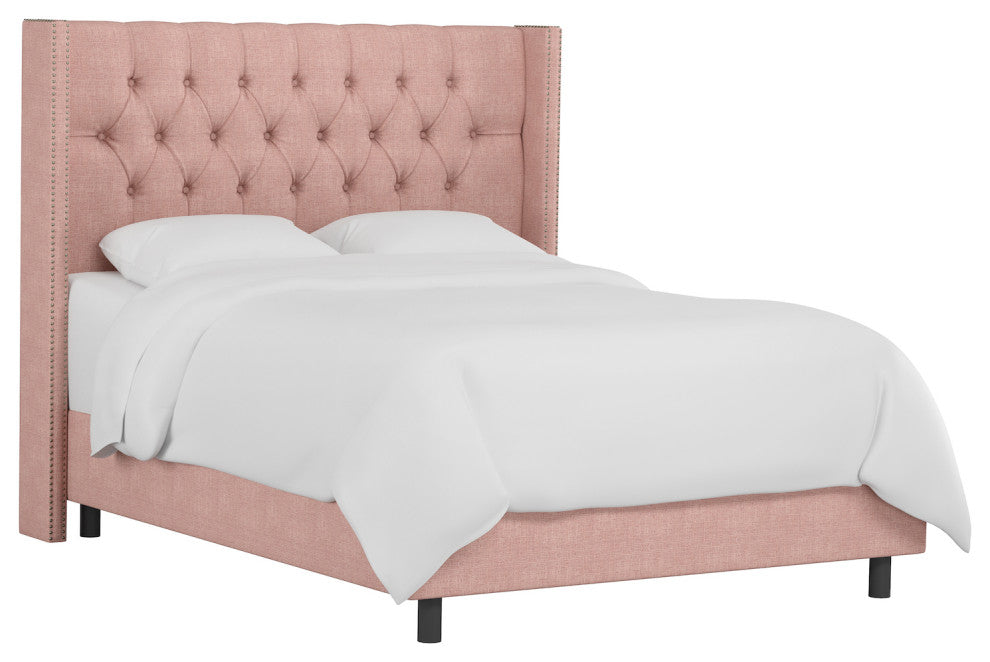 Monarch Queen Tufted Wingback Bed, Zuma Rosequartz