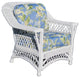 Bar Harbor Arm Chair, White, Astrid-Geranium Fabric