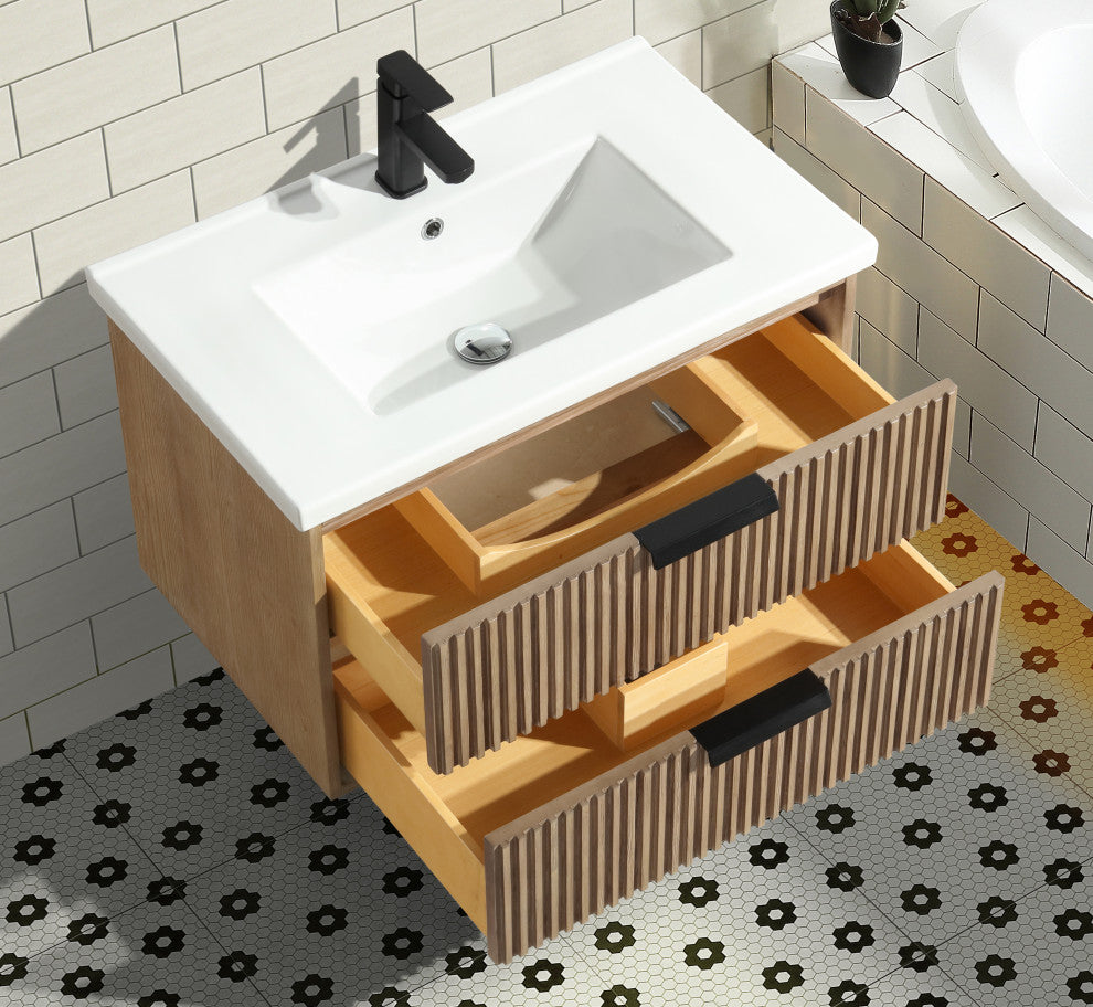 Ari Kitchen and Bath San Diego Bath Vanity, Weathered Fir, 30", Floating