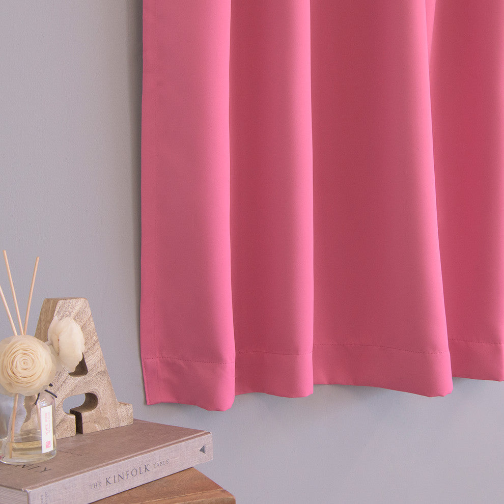 Solid Thermal Blackout Curtain Panels, Pink, 63", Set of 2