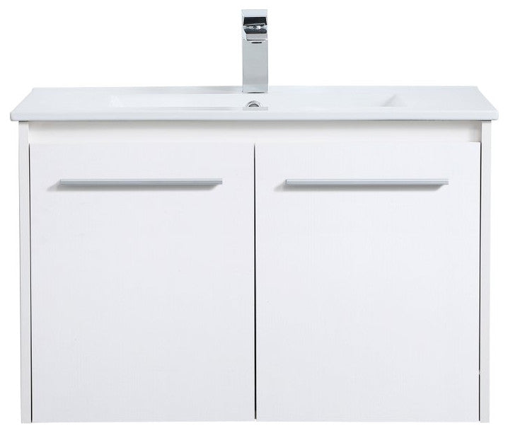 Single Bathroom Floating Vanity, White, 30"