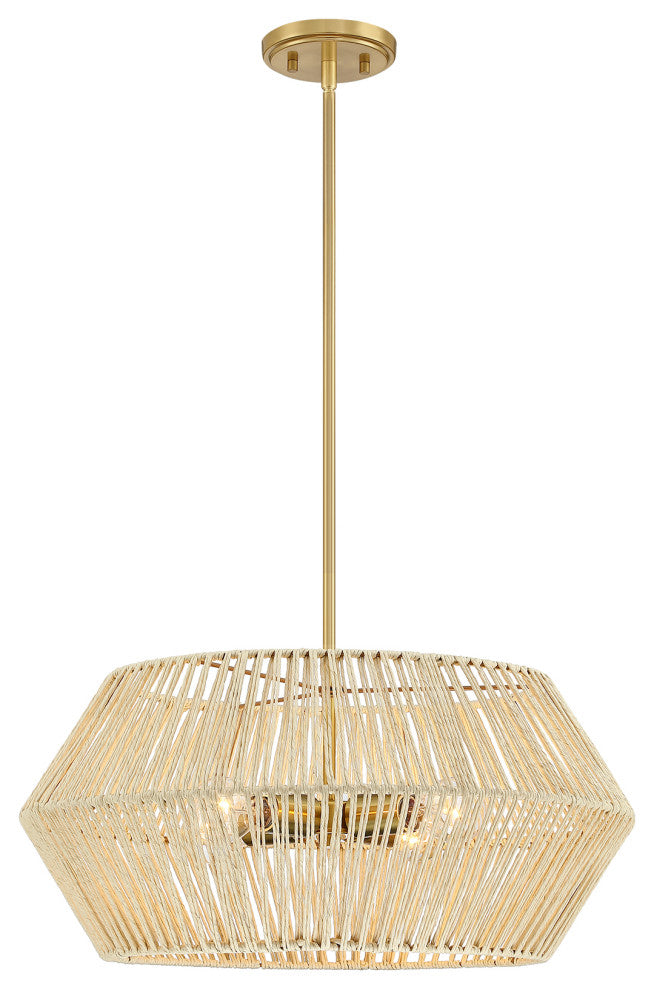 22" W 4-Light Bohemian Hand Woven Geometric Chandelier