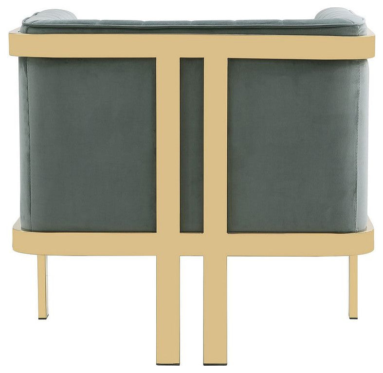 Paramount Accent Armchair, Warm Grey and Polished Brass