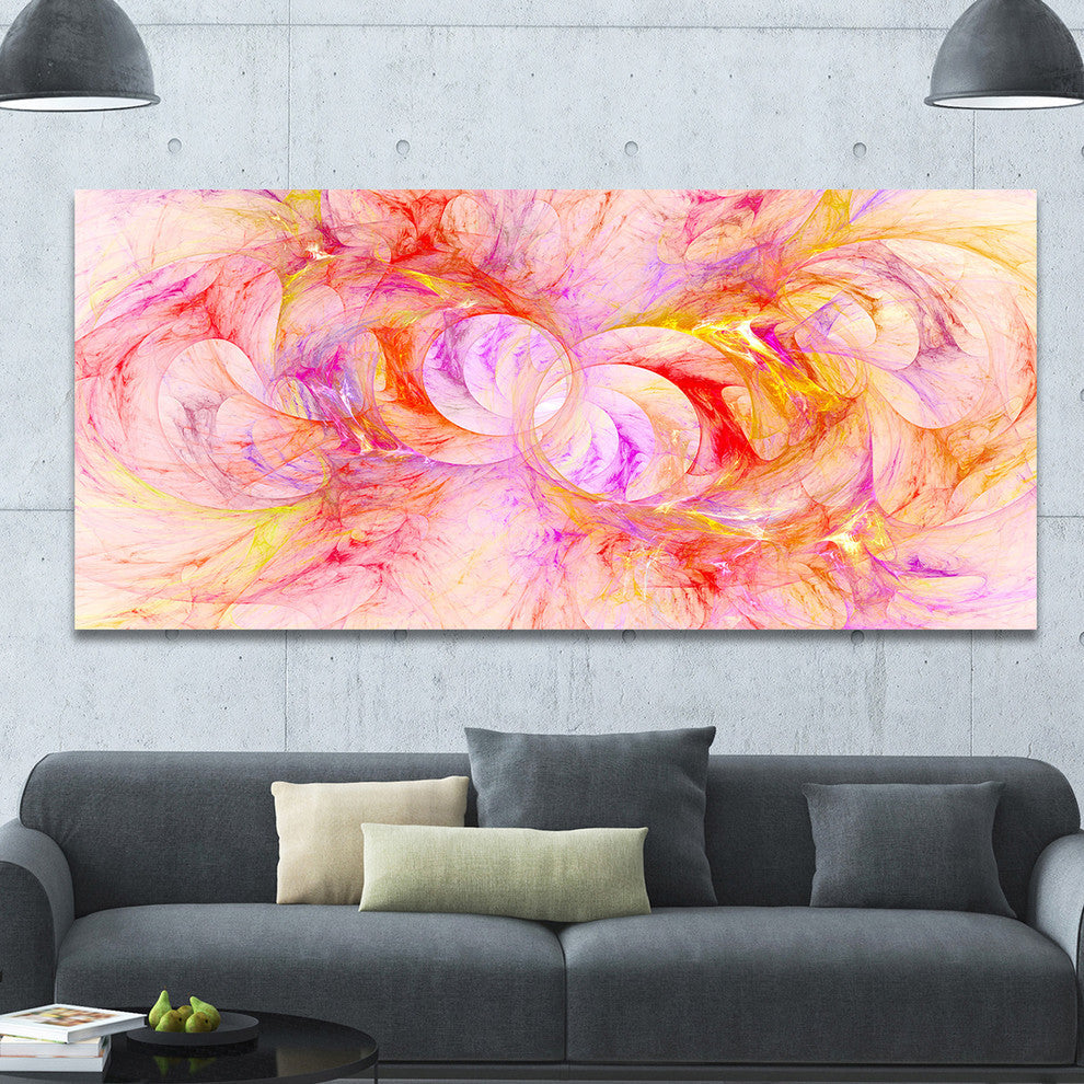 Red Yellow Fractal Glass Texture, Oversized Abstract Canvas Art Print, 60x28