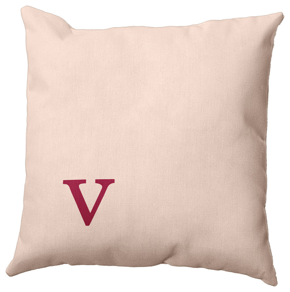 18"x18" Modern Monogram Decorative Throw Pillow, Cranberry