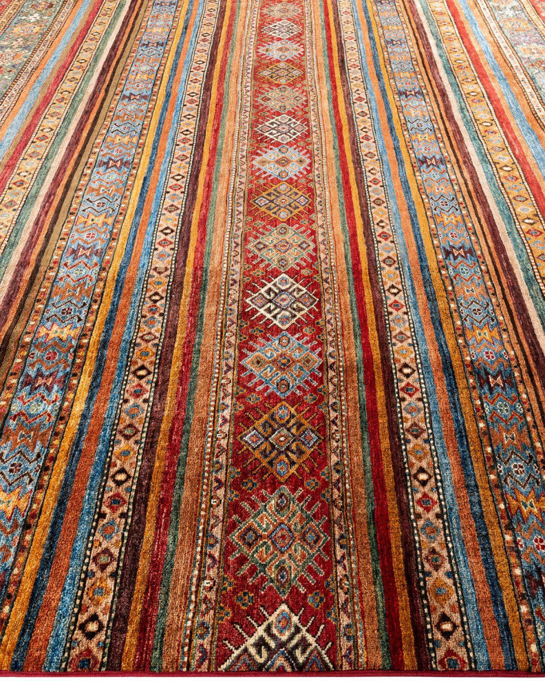Tribal One-of-a-Kind Hand-Knotted Area Rug Red, 8' 4" x 9' 10"