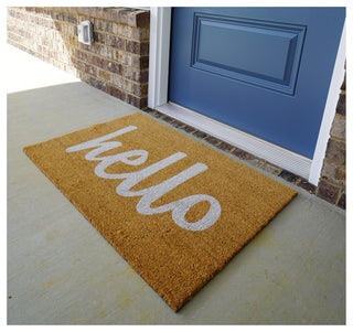 Calloway Mills Script Hello Doormats, Off White/ Natural, 24" X 36" X 0.60"
