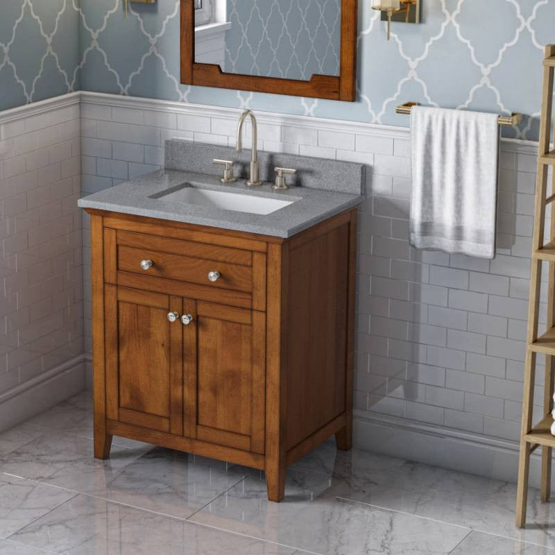 Chatham Traditional 30" Chocolate Single Sink Vanity, Steel Grey Cultured Marble