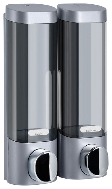 Fontana Milan Silver Gray Wall Mount Double Chamber Liquid Hand Soap Dispenser