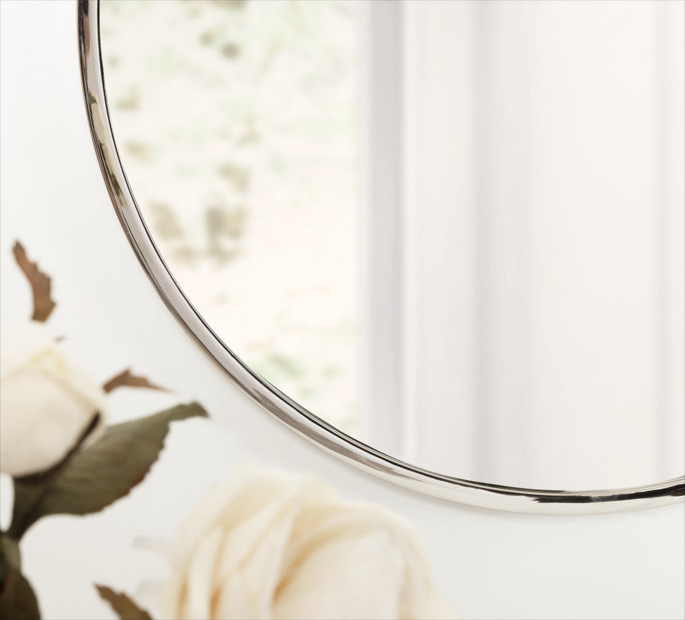 Rowla Round Wall Mirror, Silver 24" Diameter