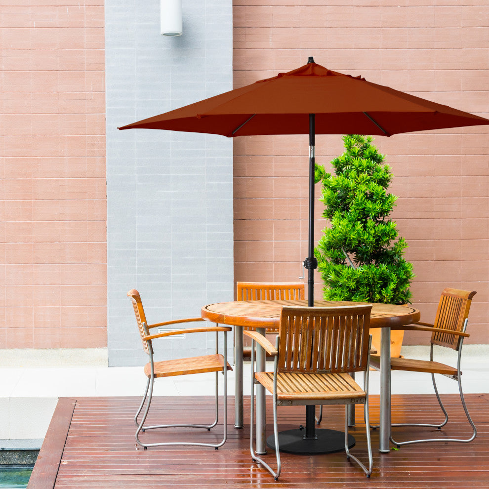 Astella 9' Round Outdoor Patio Umbrella With Push Tilt, Polyester Brick